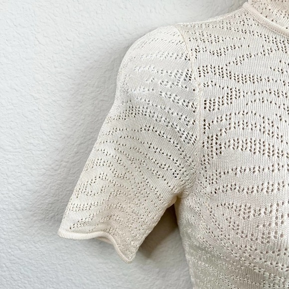 RONNY Kobo Cream Bodycon Knit Mini Dress Mock Neck Women's XS Party Cocktail - Picture 4 of 10